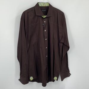 Bogosse Aramis Western chocolate brown button shirt men flip cuff new 7 XXXL